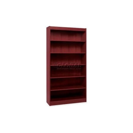 Sp Richards Lorell 7-Shelf Panel End Hardwood Veneer Bookcase, 36"W x 12"D x 84"H, Mahogany LLR60075